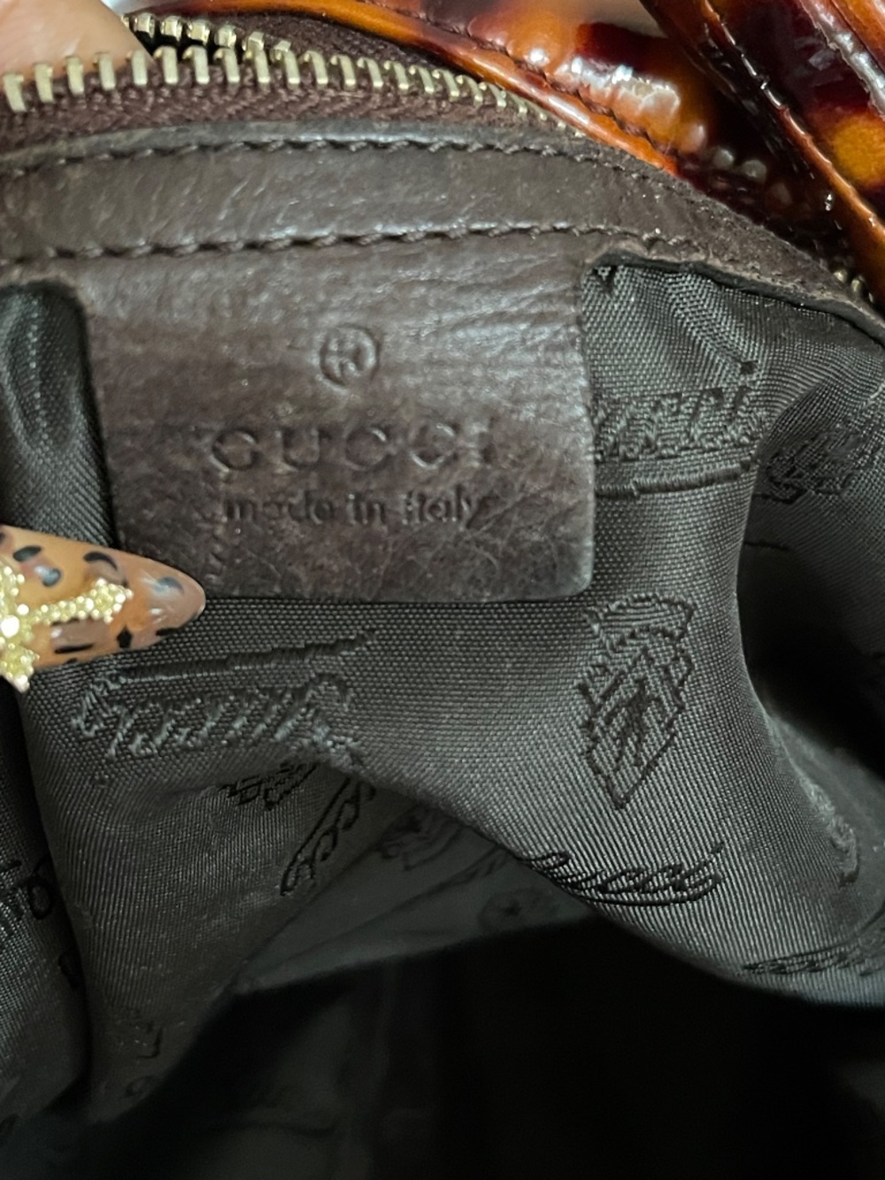 Vintage Gucci Hysteria Hobo Bag Brown Patent Leather Large - Picture 16 of 16